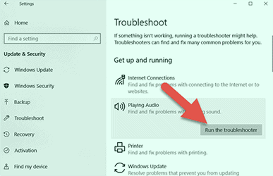 Try to run the Playing Audio Troubleshooter