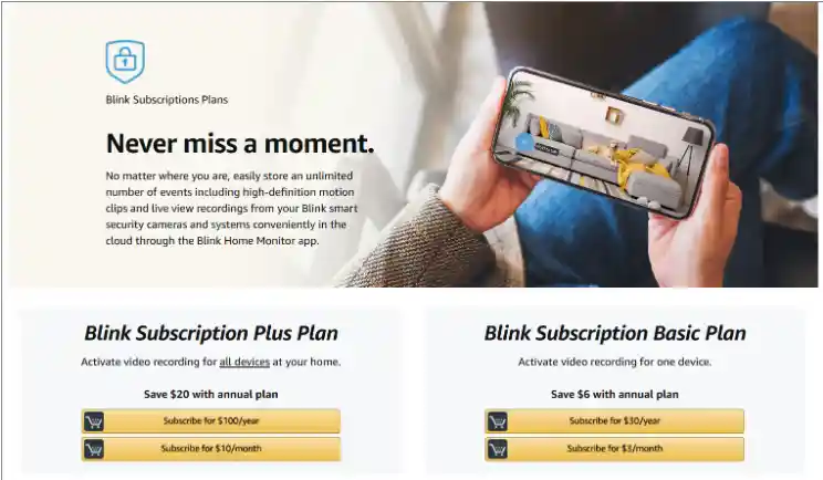 Blink Subscription fee